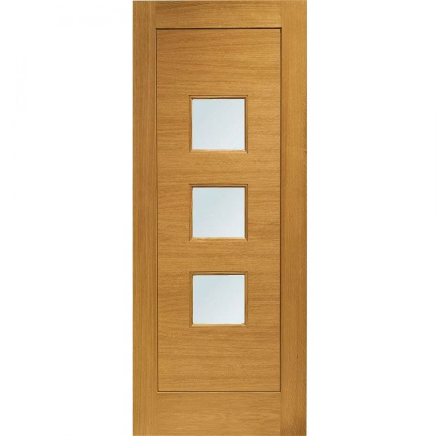 XL Joinery Turin 1 Panel Contemporary Fully Finished Natural Oak 3 Light Obscure Glass External Front Door - 1981mm X 838mm (78x33 Inch) - Image 2