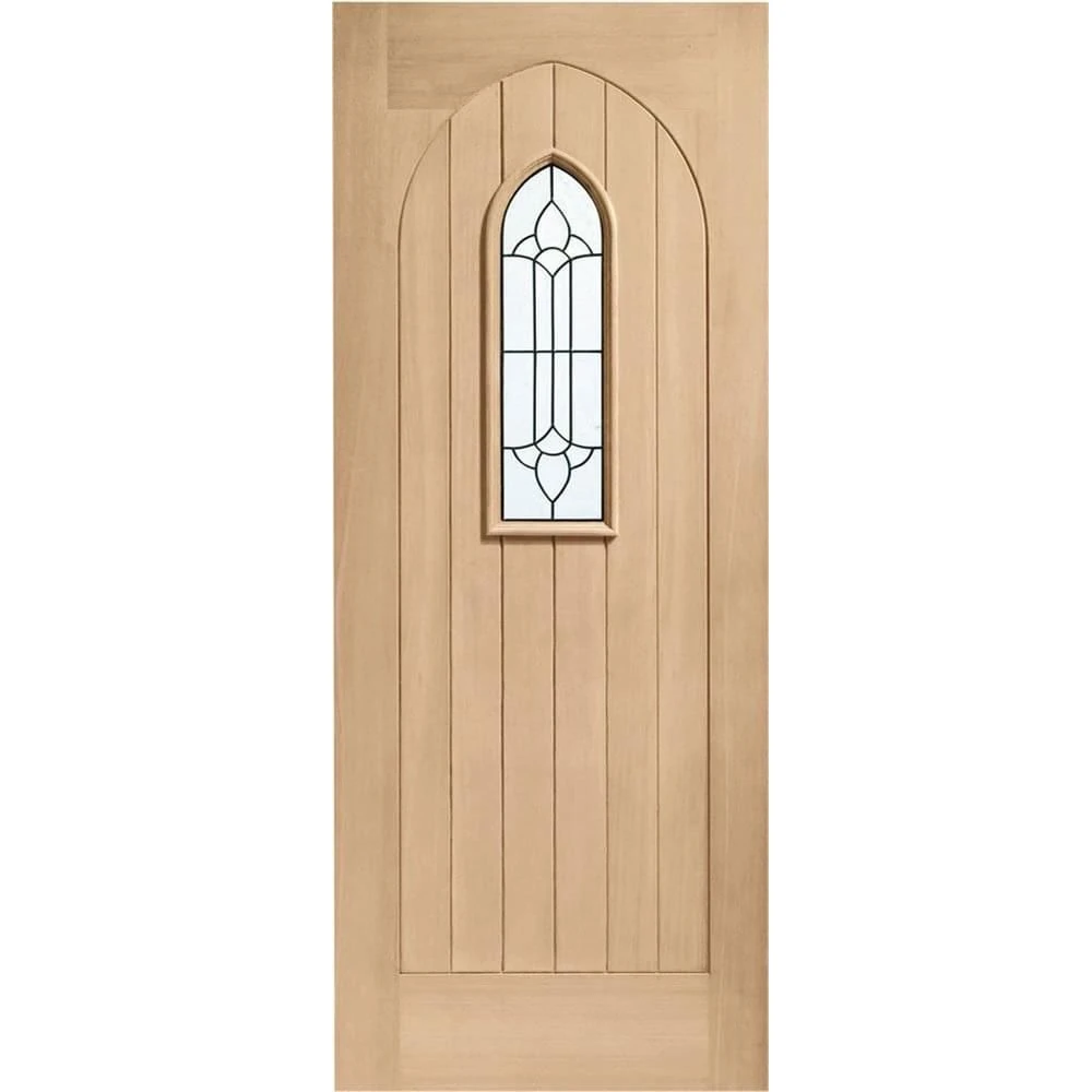 XL Joinery Westminster 1 Panel Cottage Unfinished Natural Oak 1 Light Decorative Glass External Front Door (M&T)