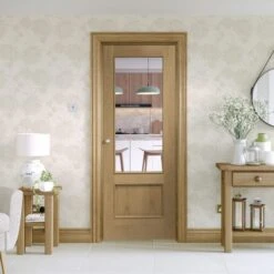 XL Joinery Andria Unfinished Oak 1 Light Clear Bevelled Glazed Internal Door - 1981mm X 762mm (78 Inch X 30 Inch)