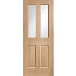 XL Joinery Malton Fully Finished Oak 2 Light Clear Bevelled Glazed Internal Door