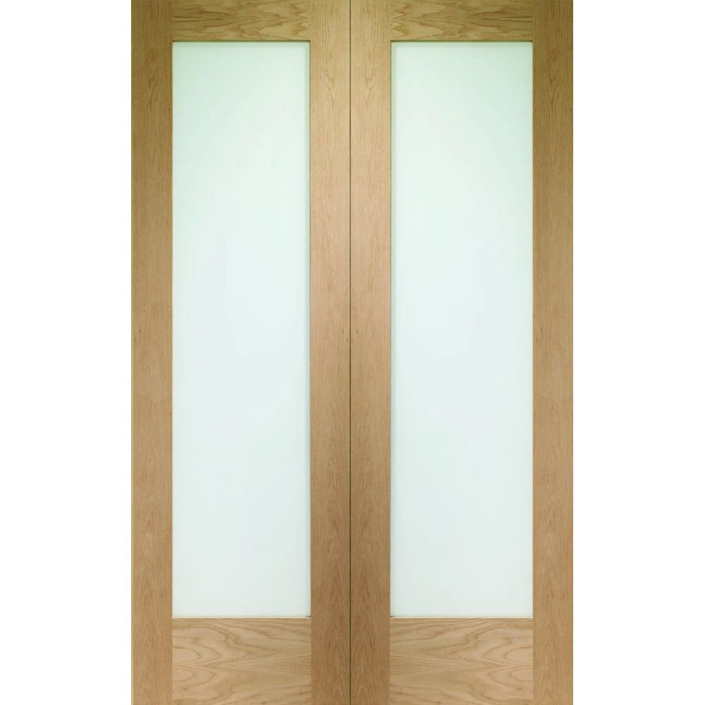 XL Joinery Pattern 10 Unfinished Oak Glazed Internal Door Pair - Image 2