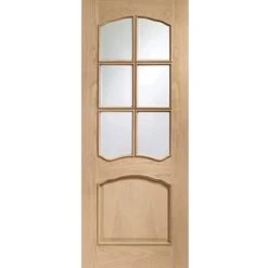 XL Joinery Riviera Unfinished Oak 6 Light Clear Bevelled Glazed Internal Door