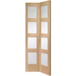 XL Joinery Shaker Unfinished Oak Glazed Internal Bi-fold Door
