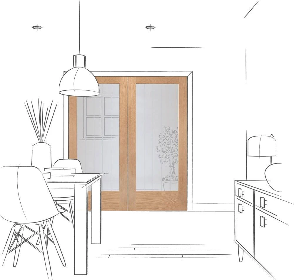 XL Joinery Suffolk Cottage Unfinished Oak Glass Internal Door Pair - Image 2
