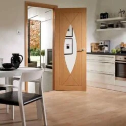 XL Joinery Pesaro Fully Finished Oak Pesaro Clear Glazed Internal Flush Door