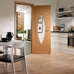 XL Joinery Pesaro Unfinished Oak Clear Glazed Internal Flush Door