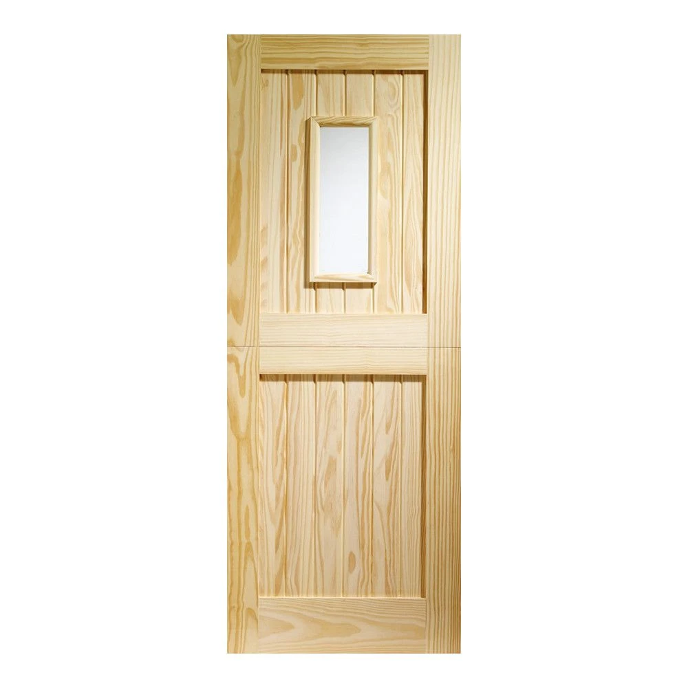 XL Joinery 2 Panel Cottage Unfinished Natural Pine 1 Light Clear Glass External Stable Door (D&G) - Image 2