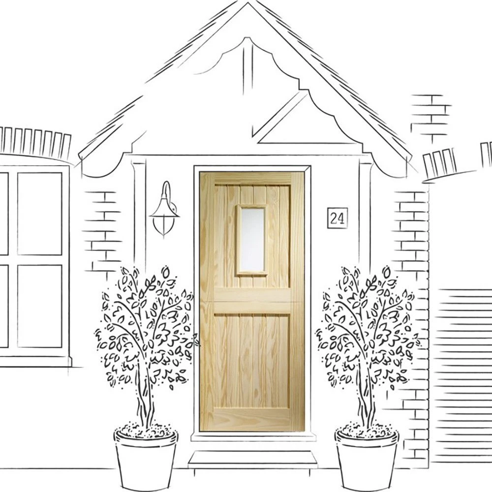 XL Joinery 2 Panel Cottage Unfinished Natural Pine 1 Light Clear Glass External Stable Door (D&G)