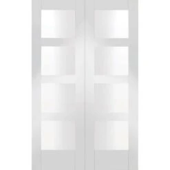 XL Joinery Shaker White Primed Glazed Internal Door Pair