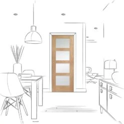 XL Joinery Shaker Fully Finished Oak 4 Light Obscure Glazed Internal Door
