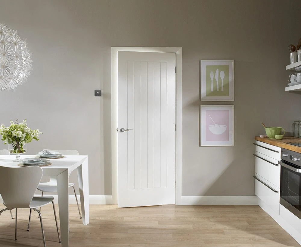 XL Joinery Suffolk Vertical Cottage Panel White Primed Internal FD30 Fire Door - Image 2