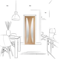 XL Joinery Internal Oak Verona 2 Light Clear Glass Fire Door FD30