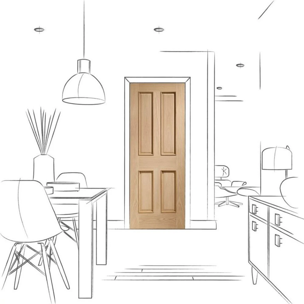 XL Joinery Raised Mouldings Victorian 4 Panel Unfinished Oak Internal Door - Image 5